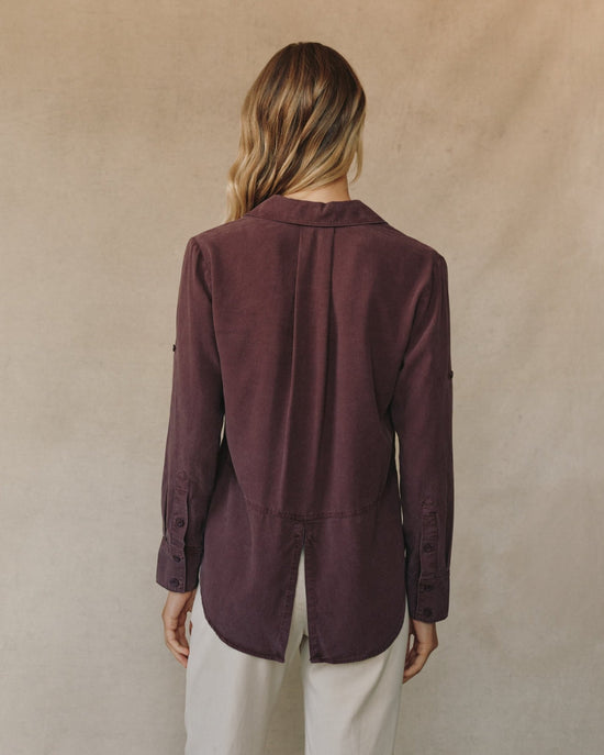 Print Your Post Split Back Button Down - Pinot Noir View 2