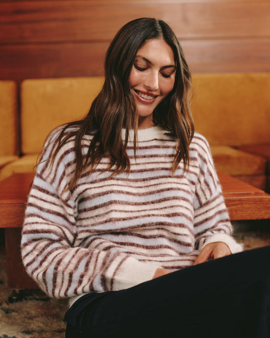 Print Your Post Striped Crew Neck Sweater - Frosty Stripe