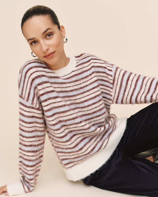 Print Your Post Striped Crew Neck Sweater - Frosty Stripe View 2