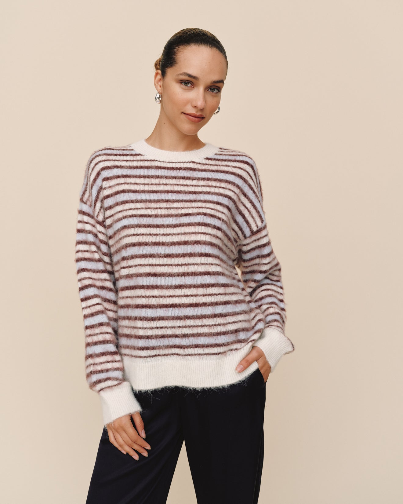 Print Your PostStriped Crew Neck Sweater - Frosty StripeSweaters