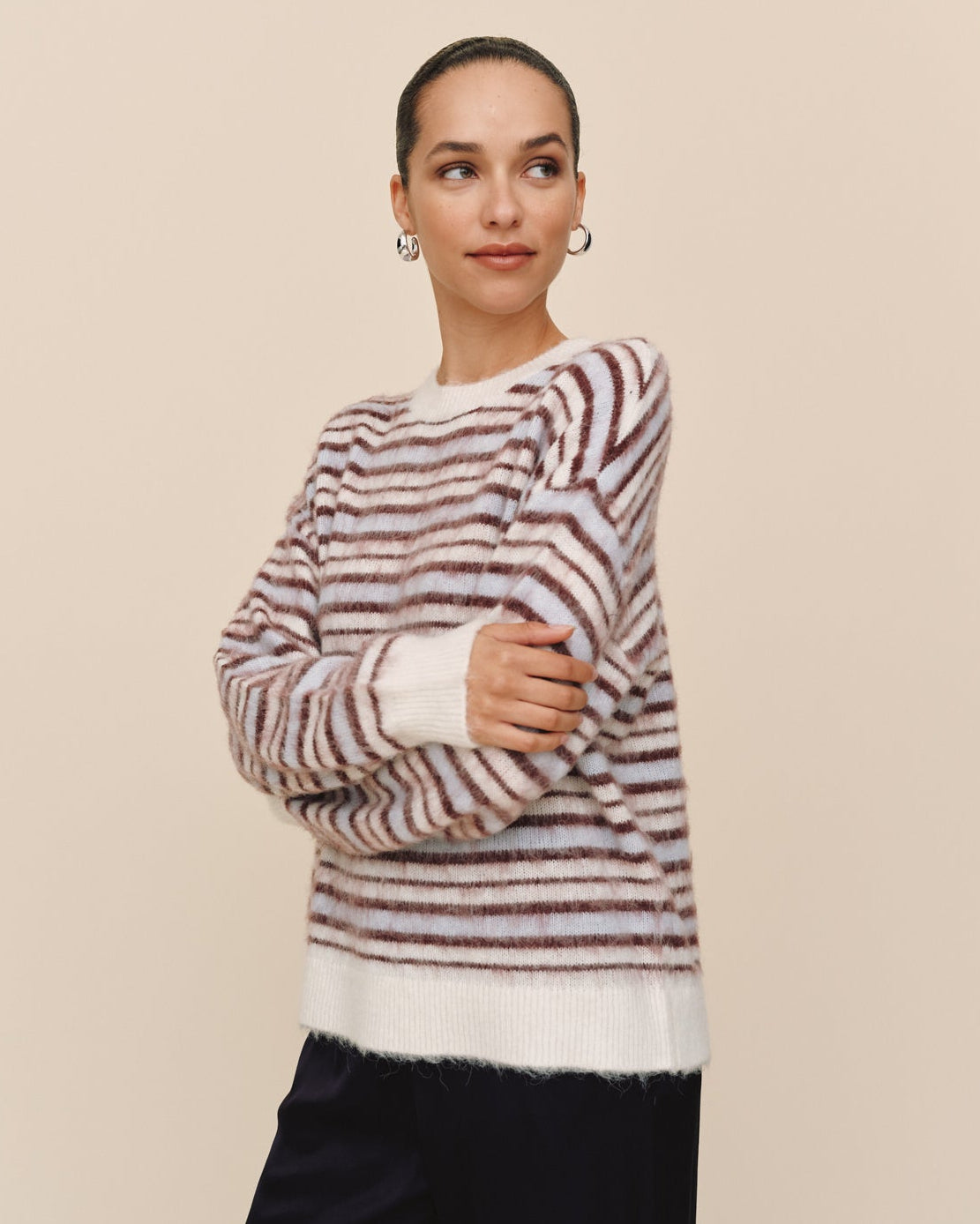 Print Your PostStriped Crew Neck Sweater - Frosty StripeSweaters