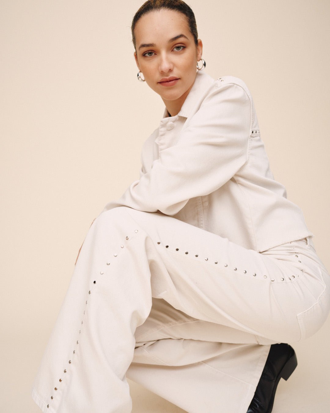 Print Your PostStudded Vintage Jean - Frosted EcruPants