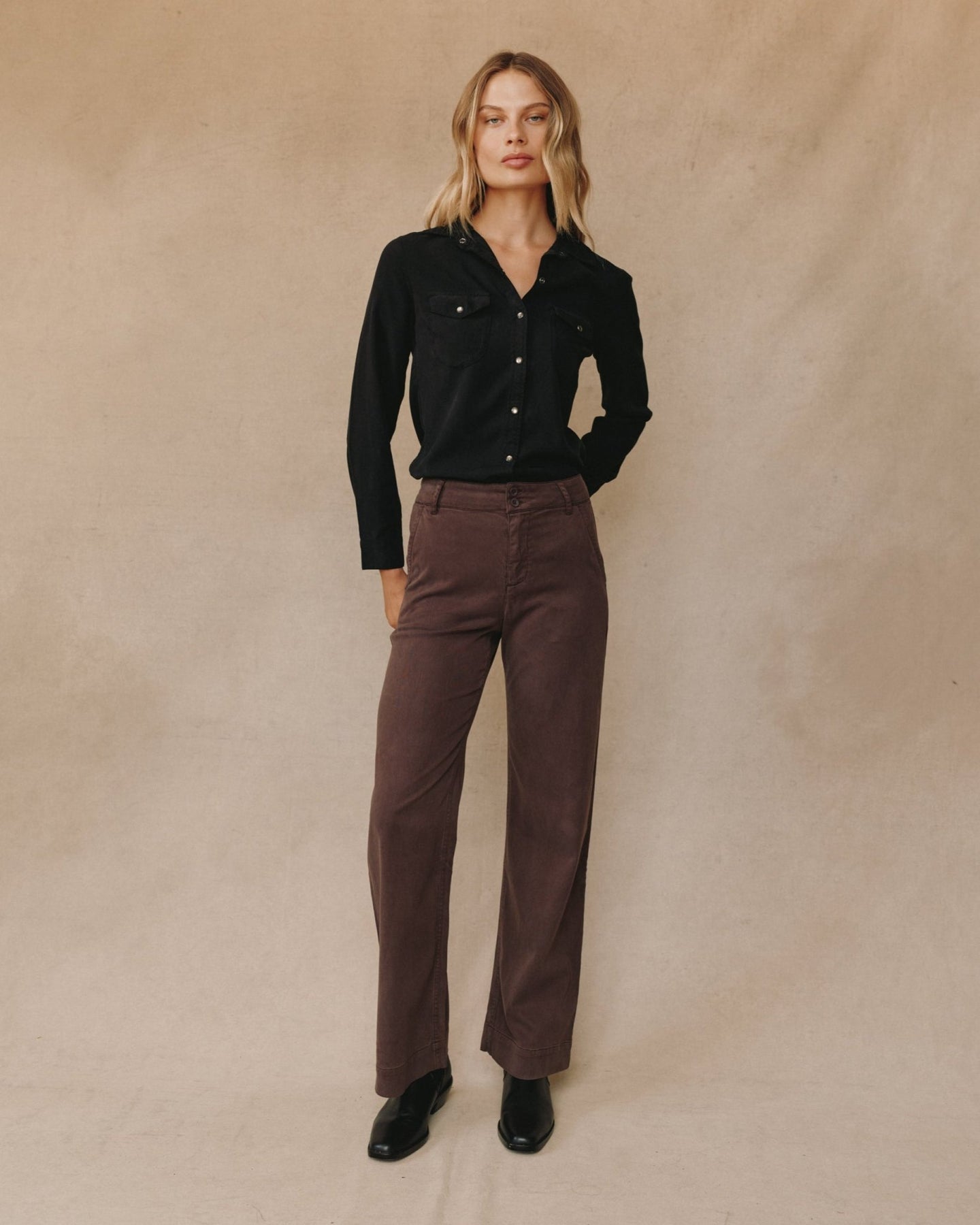 Print Your PostSydney Wide Leg Pant - Chestnut BrownPants