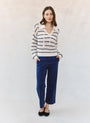 Print Your PostTassel Tie Open Knit Sweater - Ink StripeSweaters