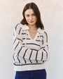 Print Your PostTassel Tie Open Knit Sweater - Ink StripeSweaters