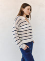 Print Your PostTassel Tie Open Knit Sweater - Ink StripeSweaters