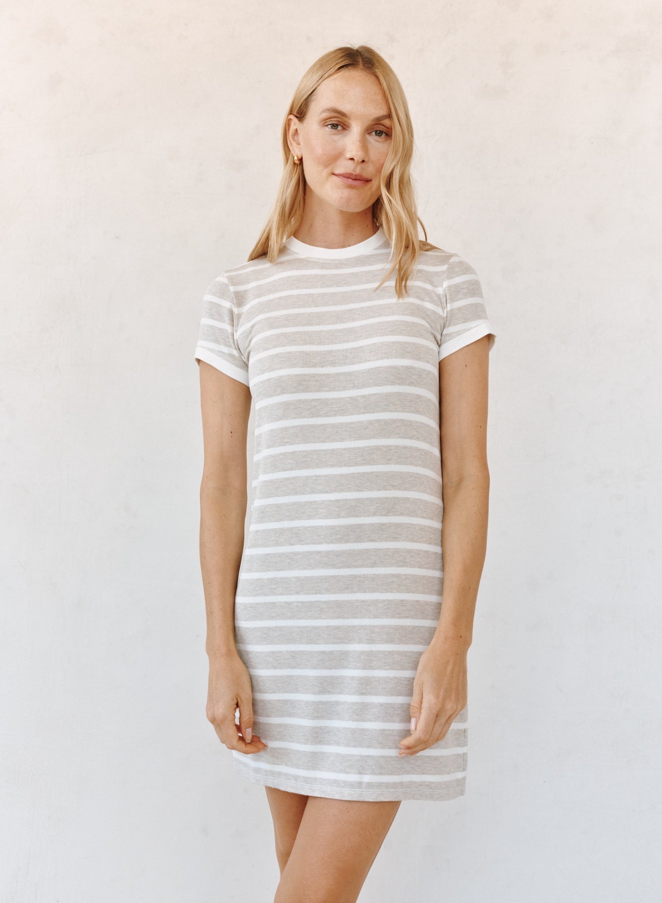 Print Your PostTee Shirt Dress - Sand StripeDresses