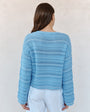Print Your PostTextured Crew Neck Sweater - Sea Breeze BlueSweaters