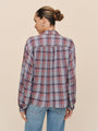 Print Your PostTrimmed Flowy Shirt - Silver Shimmer PlaidTops
