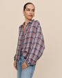 Print Your PostTrimmed Flowy Shirt - Silver Shimmer PlaidTops