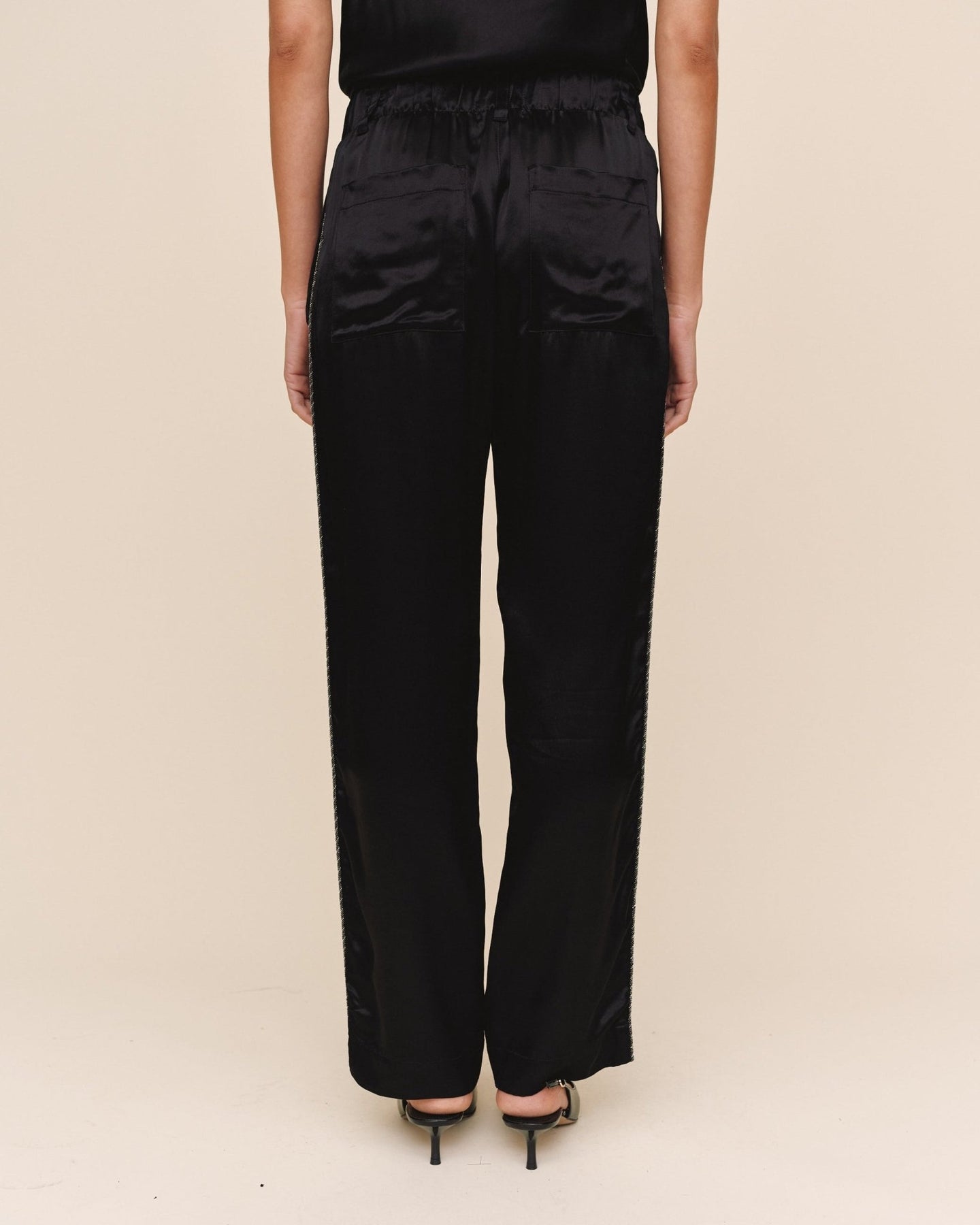 Print Your PostTrouser With Beaded Piping - BlackPants
