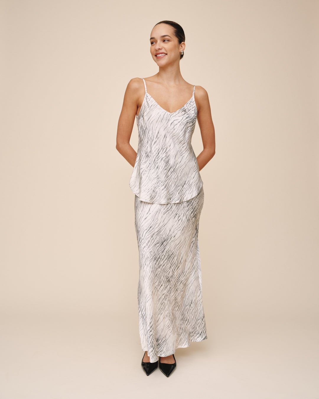 Print Your PostV Neck Camisole - Snow TigerTops