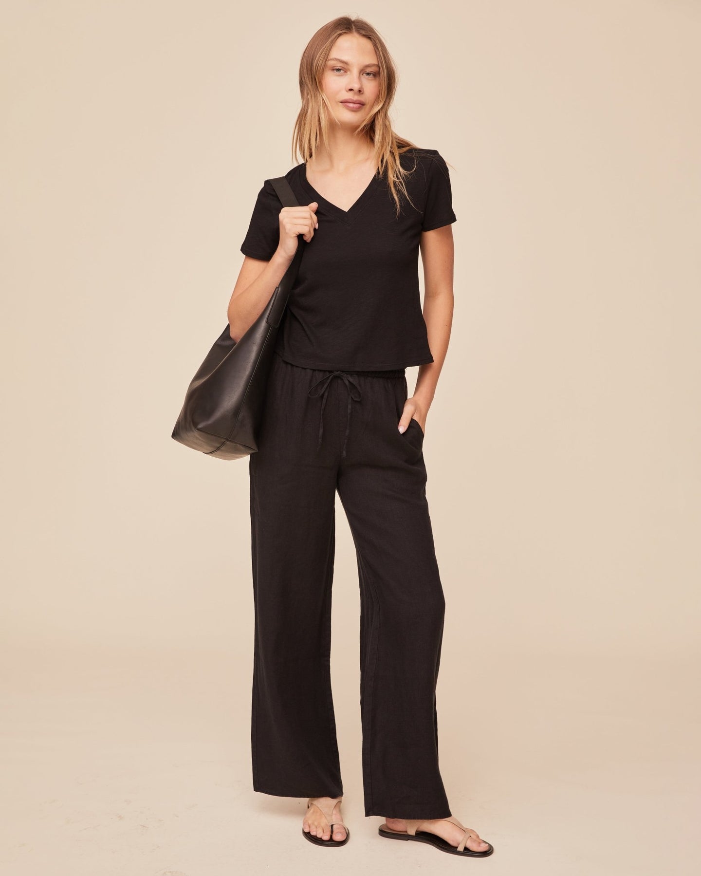 Print Your PostV Neck Tee - BlackTops