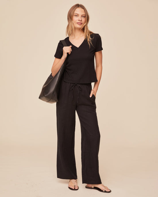 Print Your Post V Neck Tee - Black