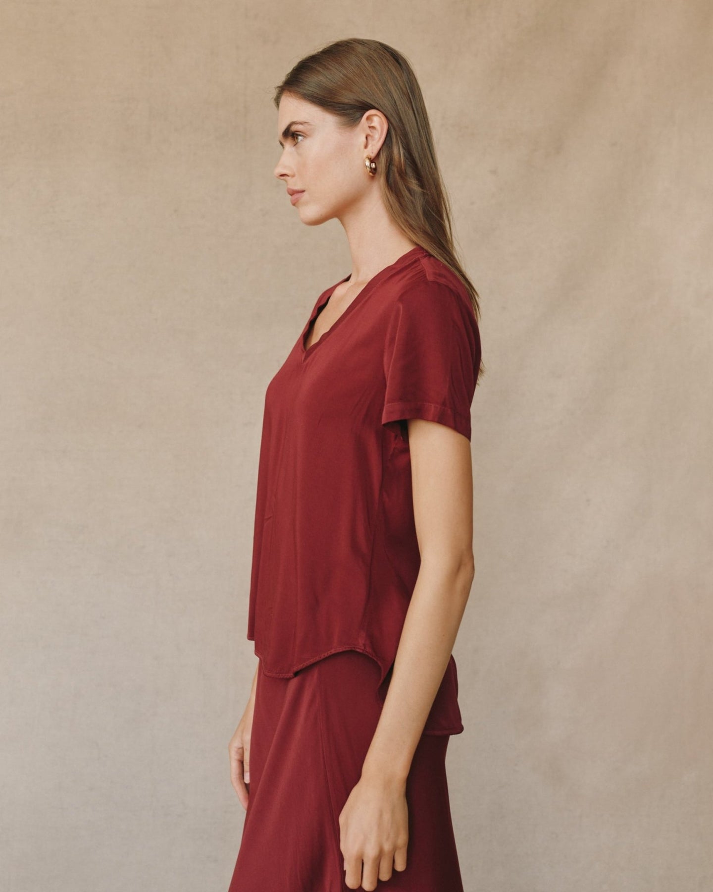 Print Your PostV Neck Tee - Deep PlumTops