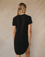 Print Your PostV - Neck Tee Dress - Vintage BlackDresses