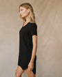 Print Your PostV - Neck Tee Dress - Vintage BlackDresses
