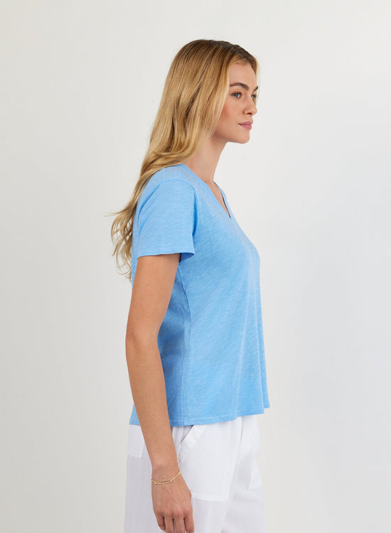 Print Your Post V Neck Tee - Tidal Blue View 2