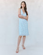 Print Your PostV - Neck Tie Back Bias Maxi Dress - Blue Ditsy Floral PrintDresses