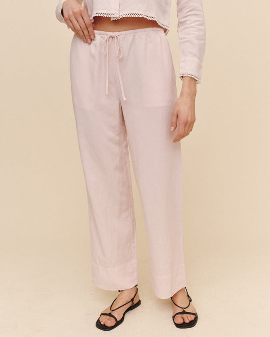 Print Your Post Wide Hem Drawstring Pant - Ballet Pink