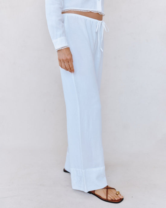 Print Your Post Wide Hem Drawstring Pant - White View 2