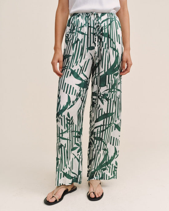 Print Your Post Wide Leg With Wide Hem - Palm Paradise Print